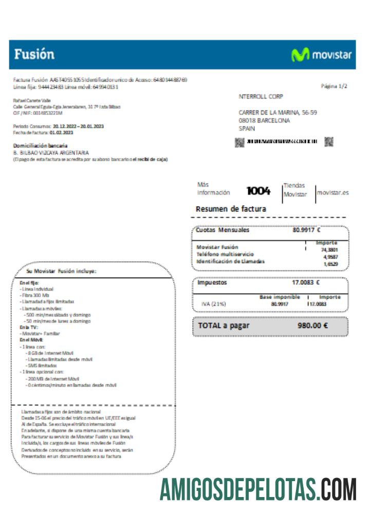 Projeto de lei de negócios de serviços públicos da operadora Movistar Fusion Telecom, SCR modelo